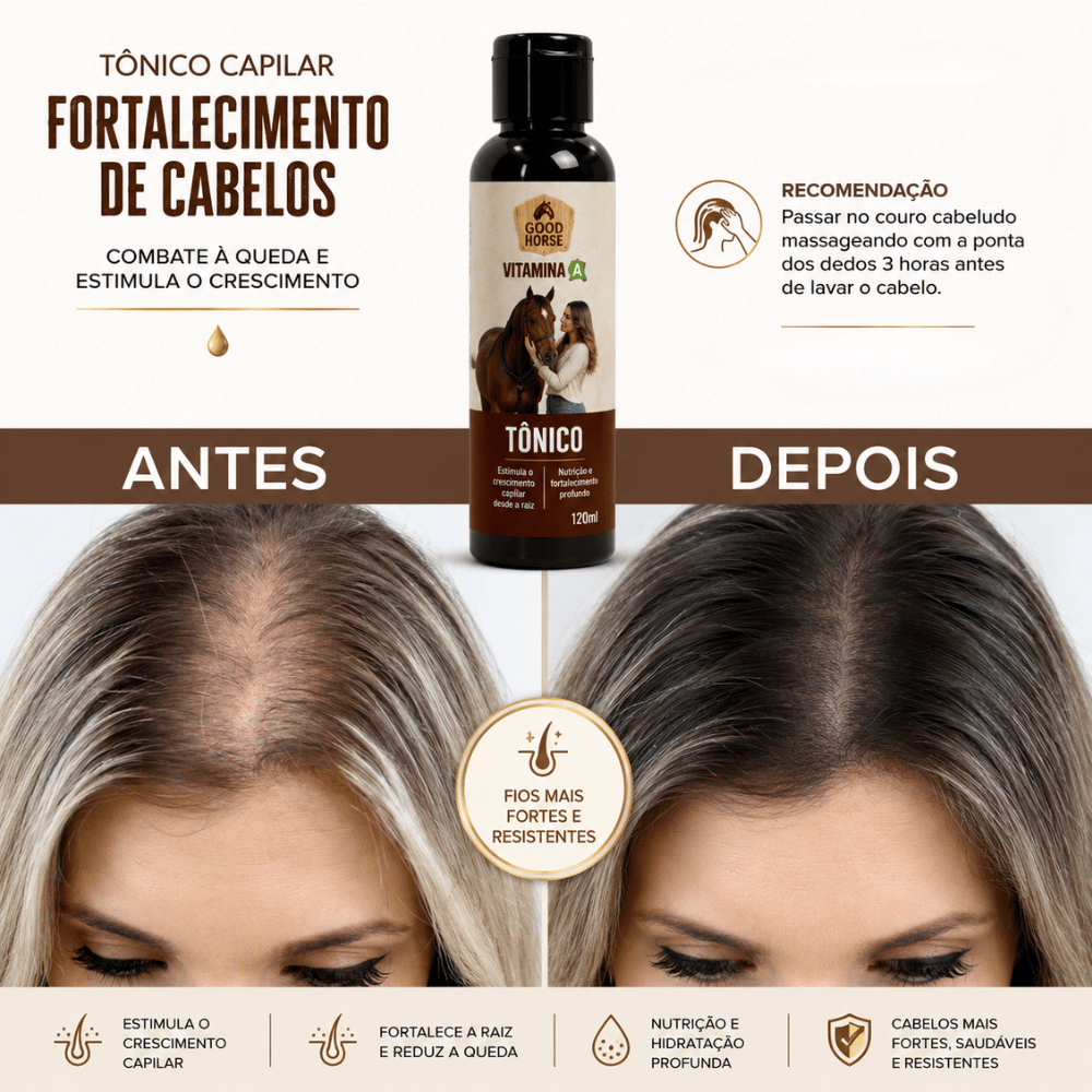 Tônico Good Horse Vitamina A + Biotina 120ml — linha humana